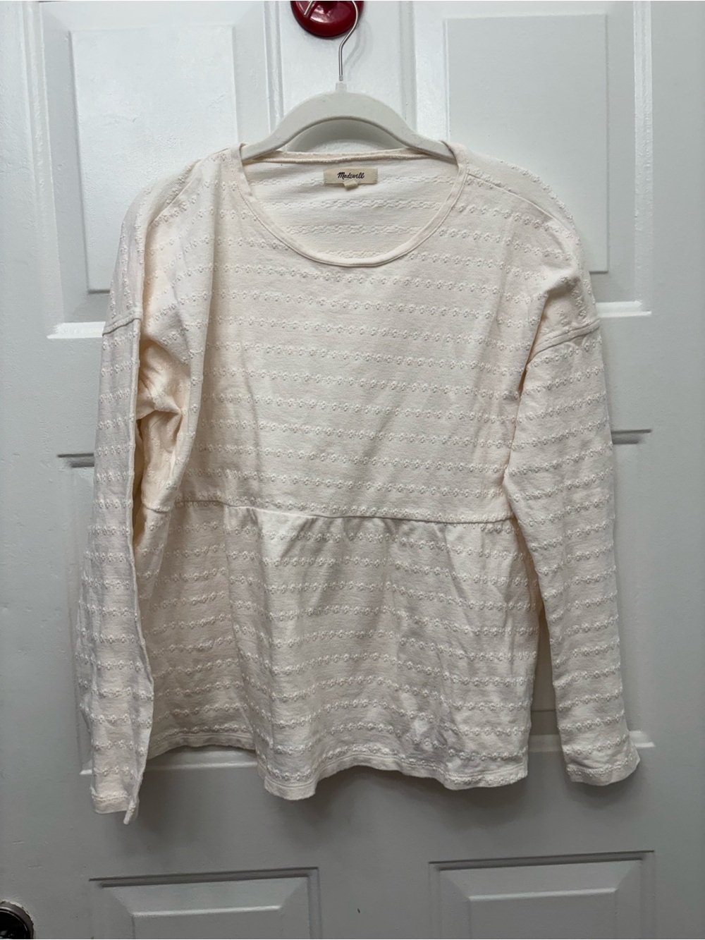Madewell Cotton Cream Eyelet Peplum Top